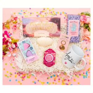 box cadeau amie avec Masque de Sommeil, Crème Mains , Éponges de Maquillage en Forme de Diaman, Baume à Lèvres Fabyuleous Porte Clé Rose Quartz The Magic Is On You