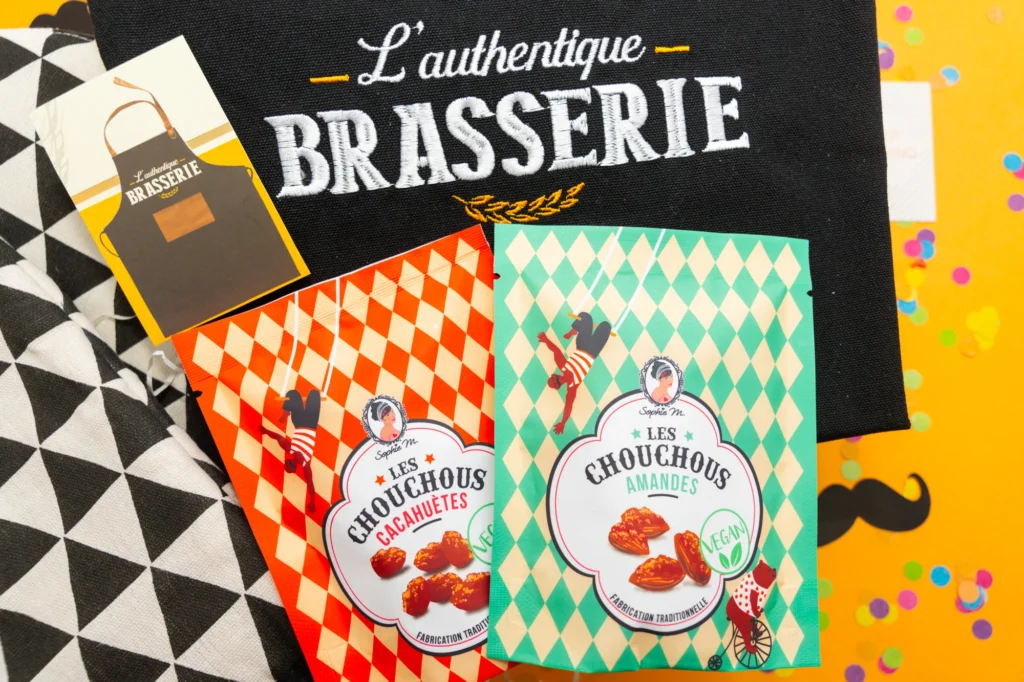 cadeau cuisine homme : une box avec un set de gourmandises de cacahuètes et amandes
