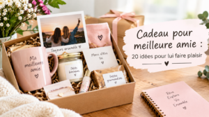 Coffret cadeau personnalisé avec mug, bougie, petits mots et souvenirs pour une meilleure amie