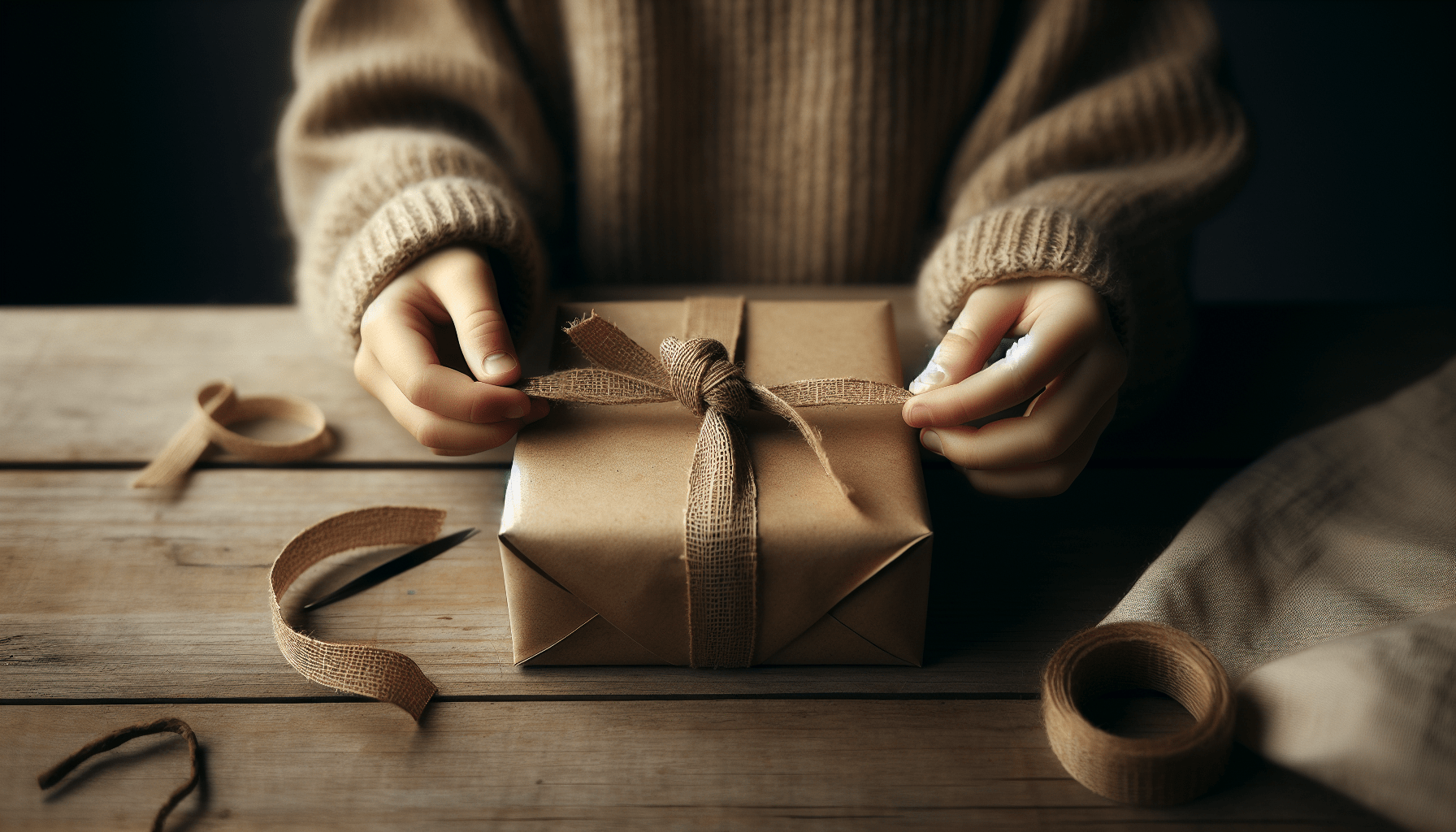 cadeau papy - detail emballage mains enfant