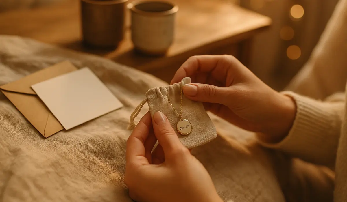 Une femme recevant son cadeau d'amour