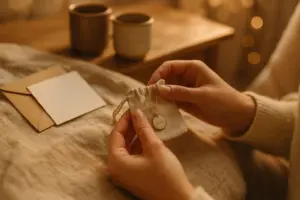 Une femme recevant son cadeau d'amour