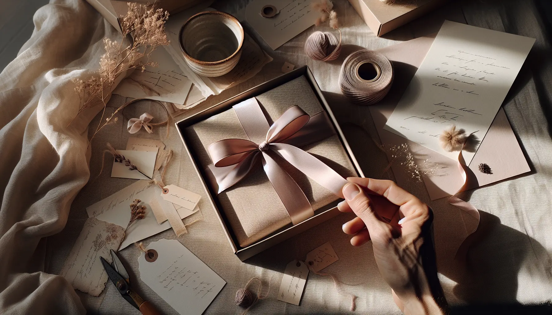 Détails d'une boîte surprise pour un copain à distance — carte, ruban, souvenirs