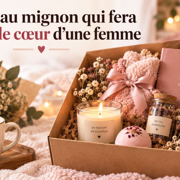 Coffret cadeau mignon pour femme avec bougie, fleurs séchées, chocolats et petites attentions romantiques