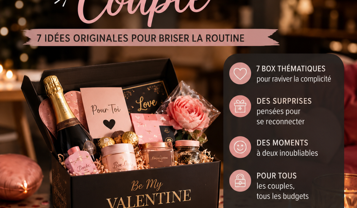 Love box couple surprise avec coffret romantique, idées cadeaux pour amoureux et moments complices à deux
