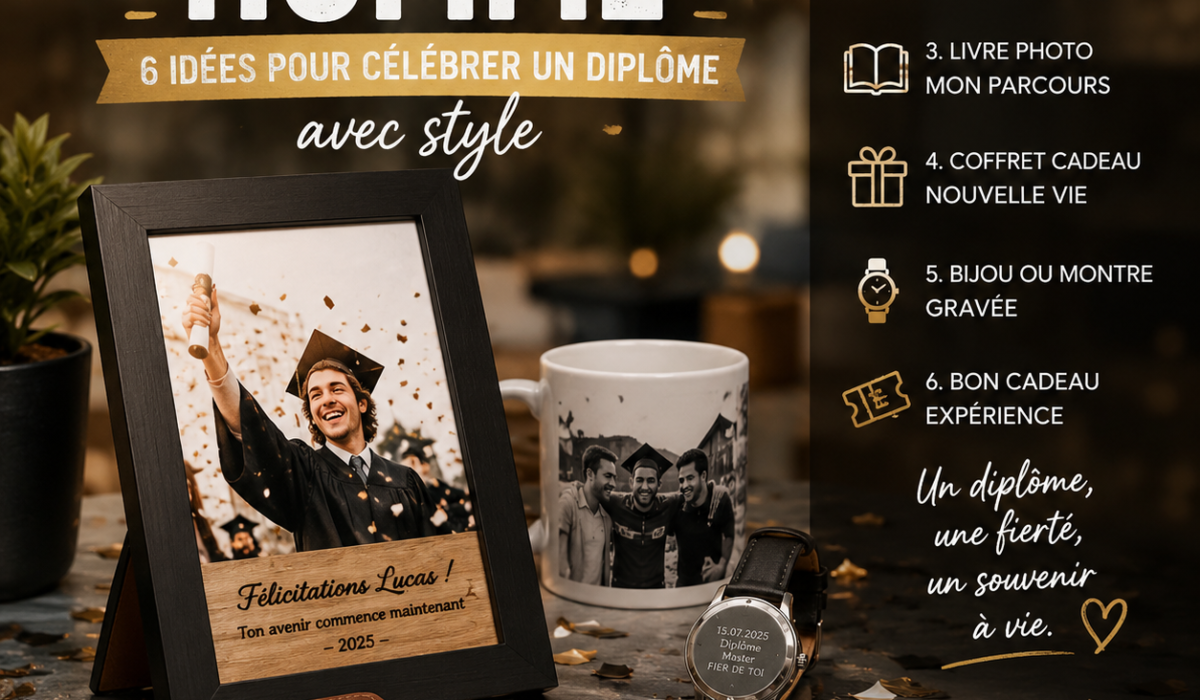 Alt image : Cadeau personnalisé homme photo pour célébrer un diplôme avec 6 idées originales