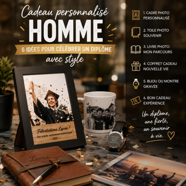 Alt image : Cadeau personnalisé homme photo pour célébrer un diplôme avec 6 idées originales