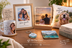 Cadeau personnalisée avec photos de famille, couple et animal
