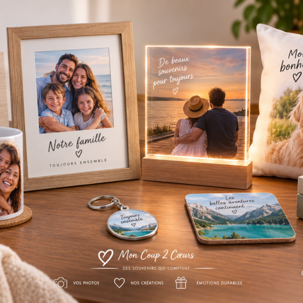 Cadeau personnalisée avec photos de famille, couple et animal