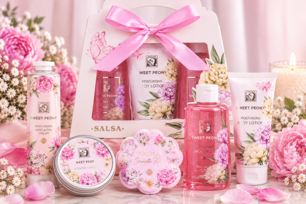 box cadeau de soins aux fleurs roses