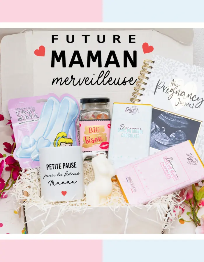 Une box douce et gourmande pour future maman : souvenirs, détente et douceur.